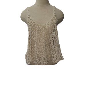 CT490 Forever 21 Crochet Summer Tank Mid-drift Top M